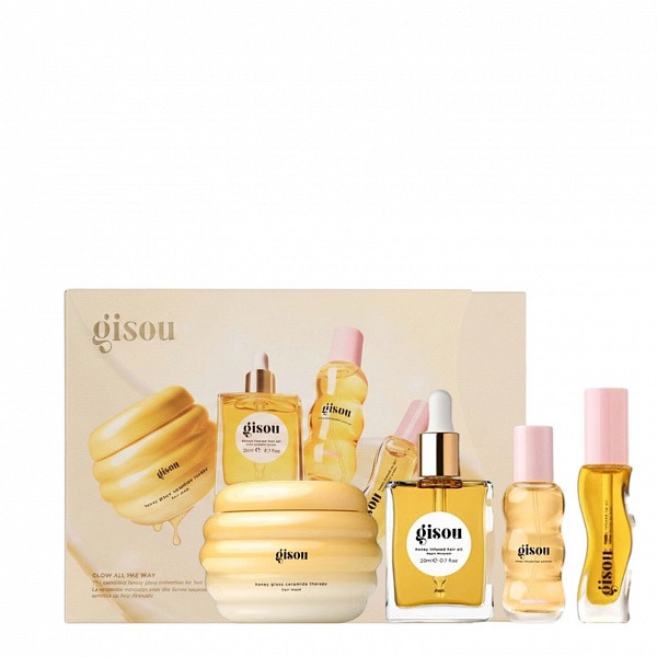 Gisou Glow All The Way / Набор для ухода за волосами и губами
