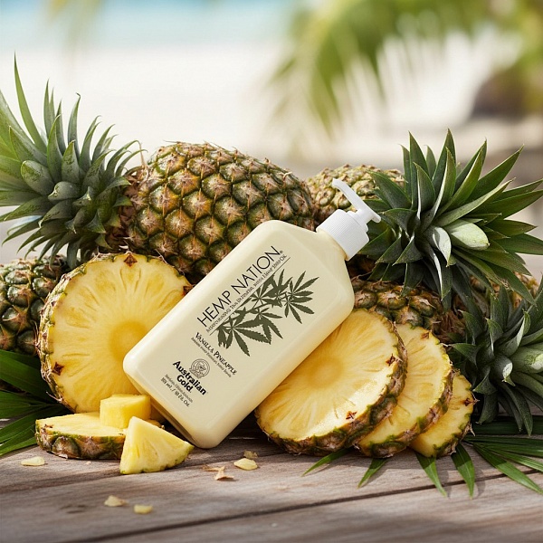 AUSTRALIAN GOLD HEMP NATION Vanilla & Pineapple Body Lotion / Питательный лосьон для тела Ваниль и Ананас, 535 мл